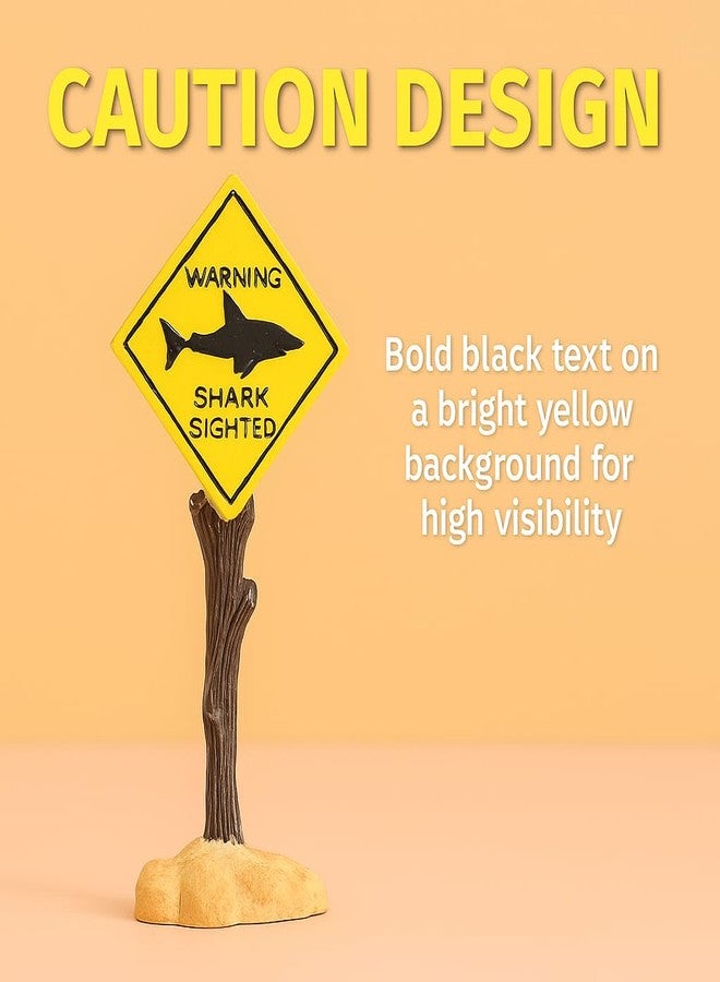 VAYINATO® Shark-Sighted Warning Sign Decoration for Aquariums, Fish Tanks, Ponds & Bathtubs | Miniature Marine Landscape Decor | Realistic Nautical Theme, Durable Resin - Image 3